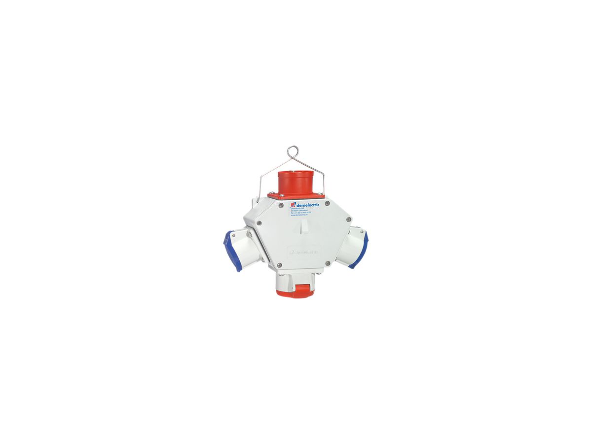 Kreuzverteiler Demelectric HG840 2×CEE16/3 1×CEE16/5 mit Stecker