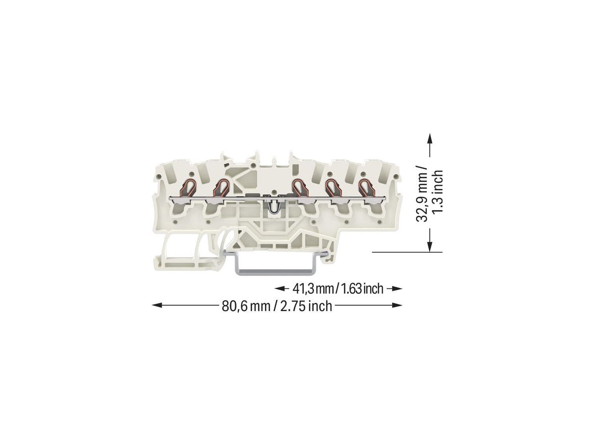 Durchgangs-Reihenklemme WAGO TOPJOB S 1.5mm² 18A 800V 1Etg×5P Ex lgu