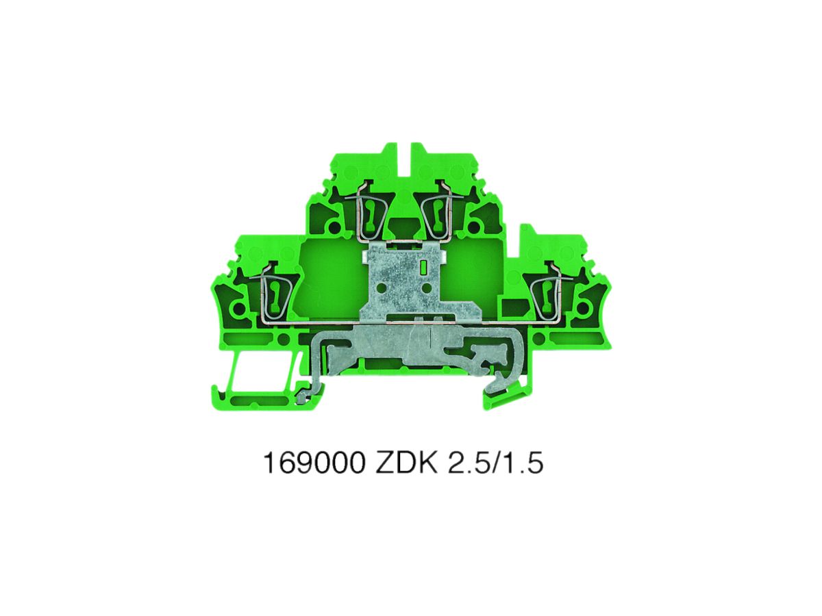 Mehrstock-Reihenklemme Weidmüller ZDK 2.5PE Zugfeder 2.5mm² 2 Etagen grün/gelb