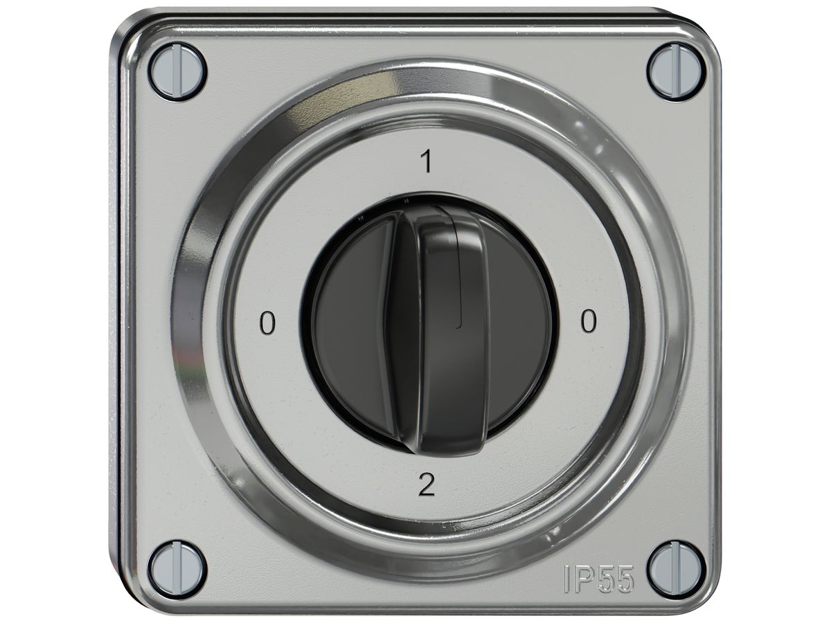 UP-Drehschalter ELEMENT SNAPFIX® 2/1L 16A 400V 0-1-0-2 alu