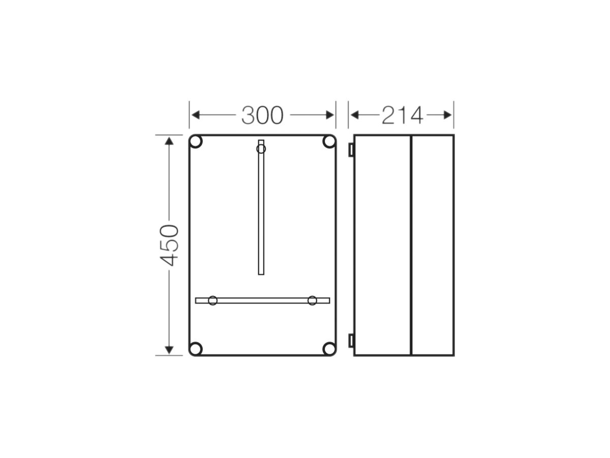 Zählergehäuse Hensel Mi, 300×450×214mm, Zählereinbautiefe 190mm