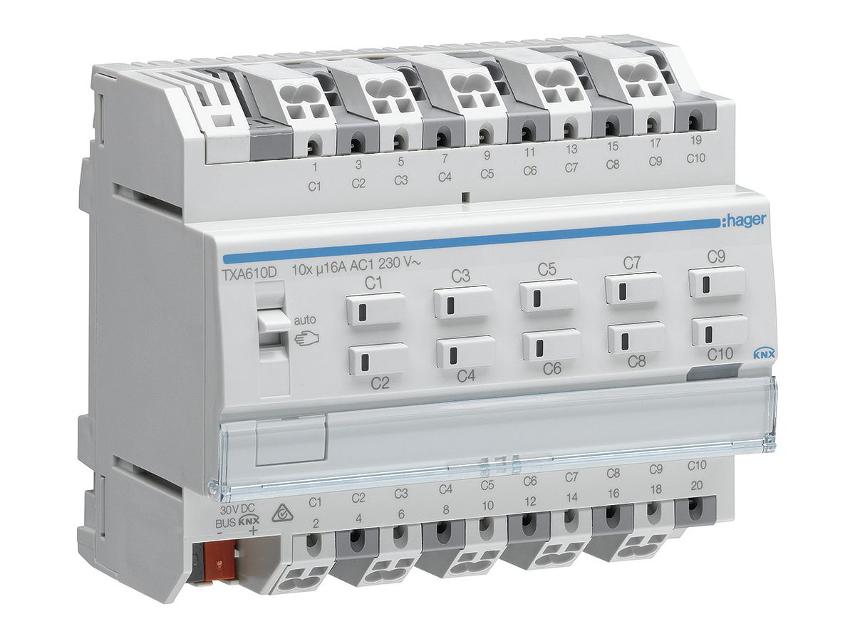 REG-Schaltausgang KNX Hager easy 16A C-Last 10-fach