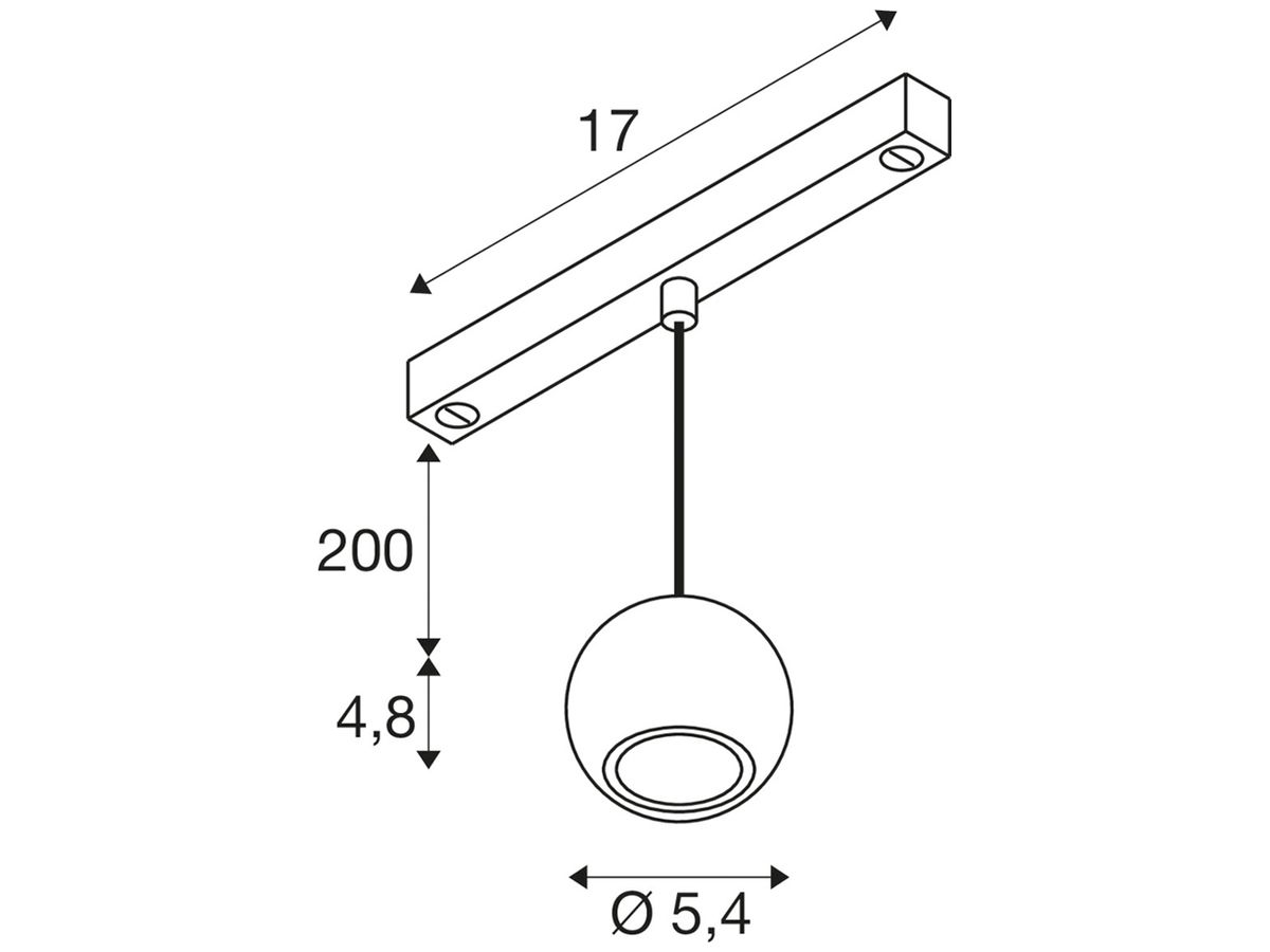 LED-Pendelleuchte SLV DYSKO 6W 750lm 2700K DALI Ø54mm schwarz