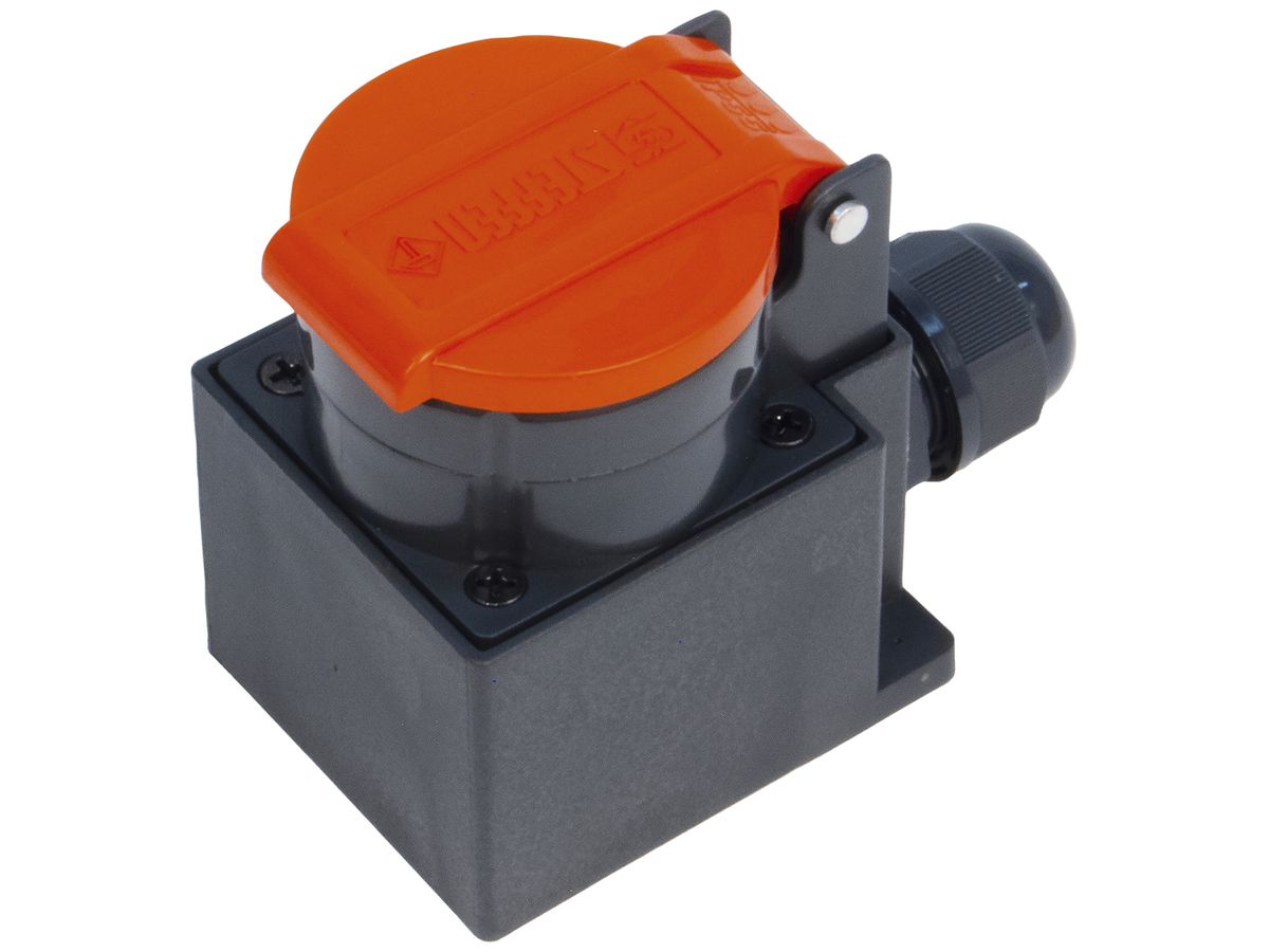 AP-Steckdose Steffen 1×T15 3P 10A 440V IP55 Deckel rot, schwarz