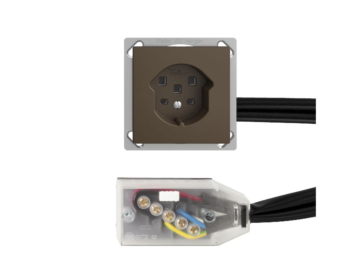 EB-Steckdose EDIZIOdue T25 16A coffee für Flachkabel Technofil