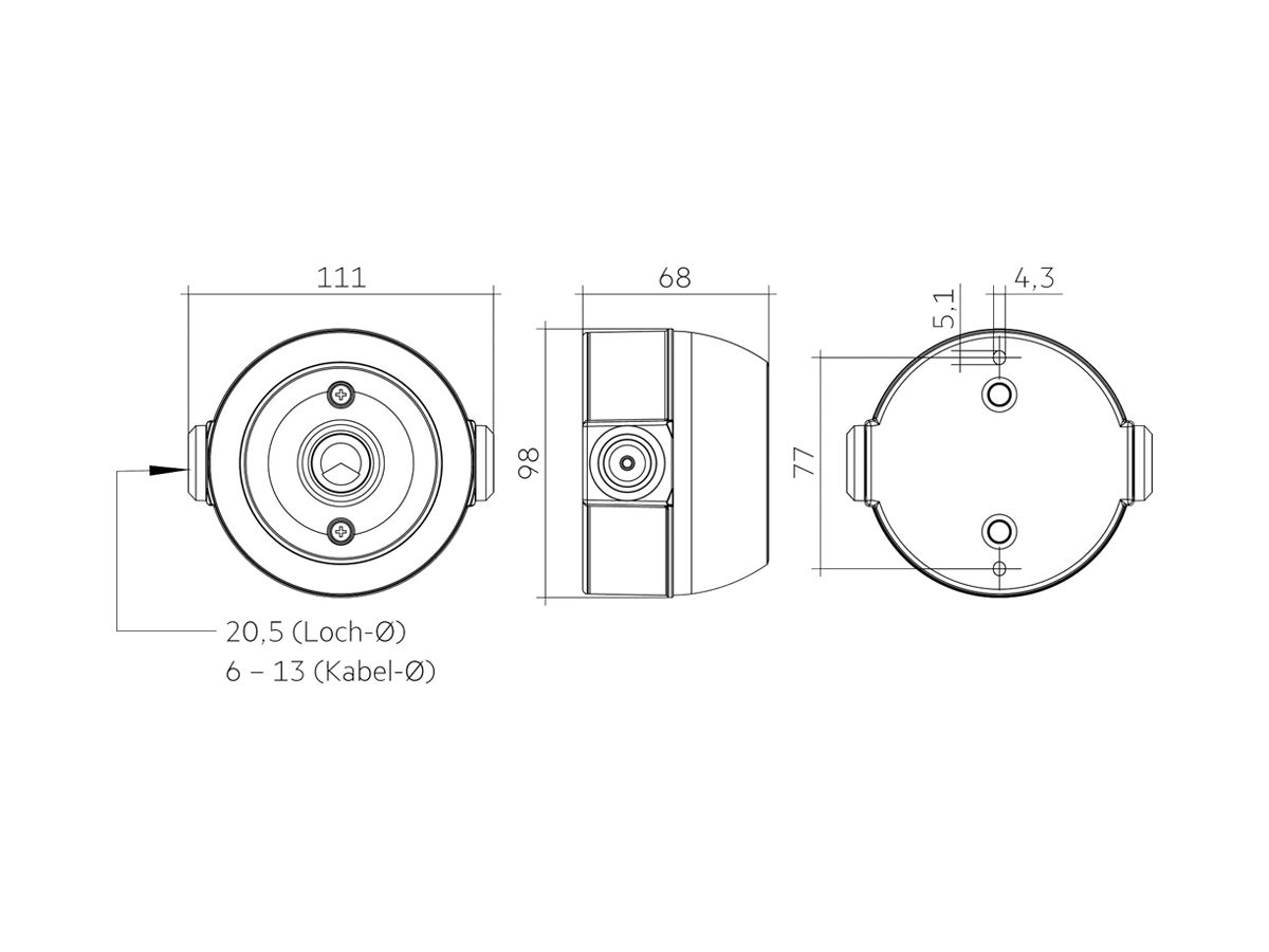 AP-Gehäuse ACU 032 IP66 WH für DALI-MSensor G3 SFI 30 PIR 10DPI Ø98×68mm weiss