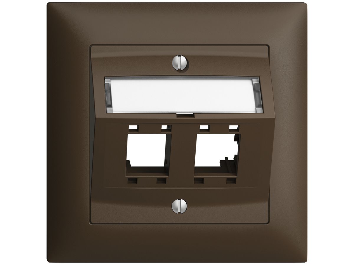 UP-Montageset EDIZIOdue, mit Schrägauslasshaube, für 2×RJ45, coffee