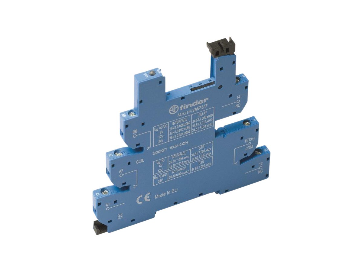 Relaissockel Finder MasterINPUT für Relais Serie 34, 6…24VUC Schraubklemmen