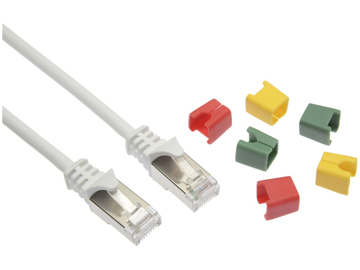 Patchkabel RJ45 CeCoNet Thin, Kat.6A S/FTP, rund, kodierbar, weiss, 0.75m