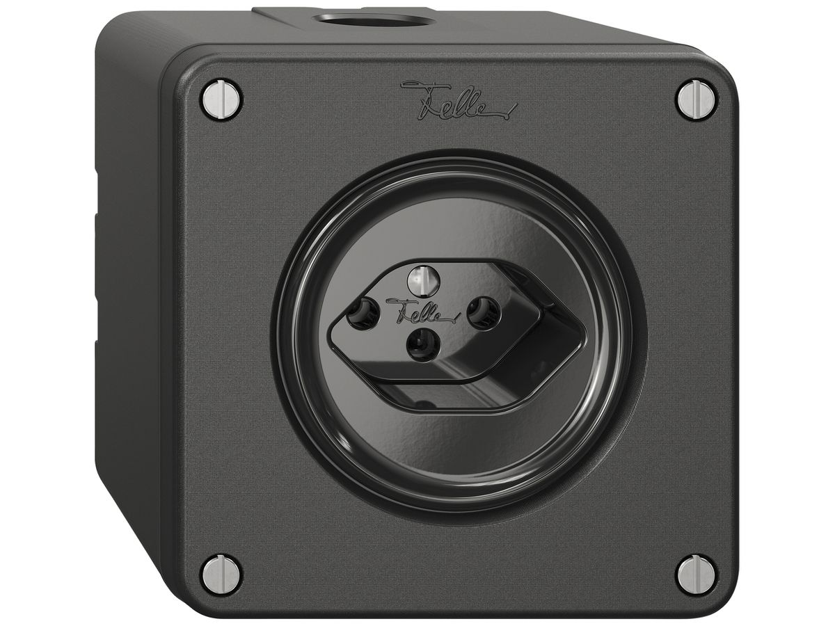 AP-Steckdose NEVO SNAPFIX® 1×T13 10A 250V 87×87×64mm IP21 sz
