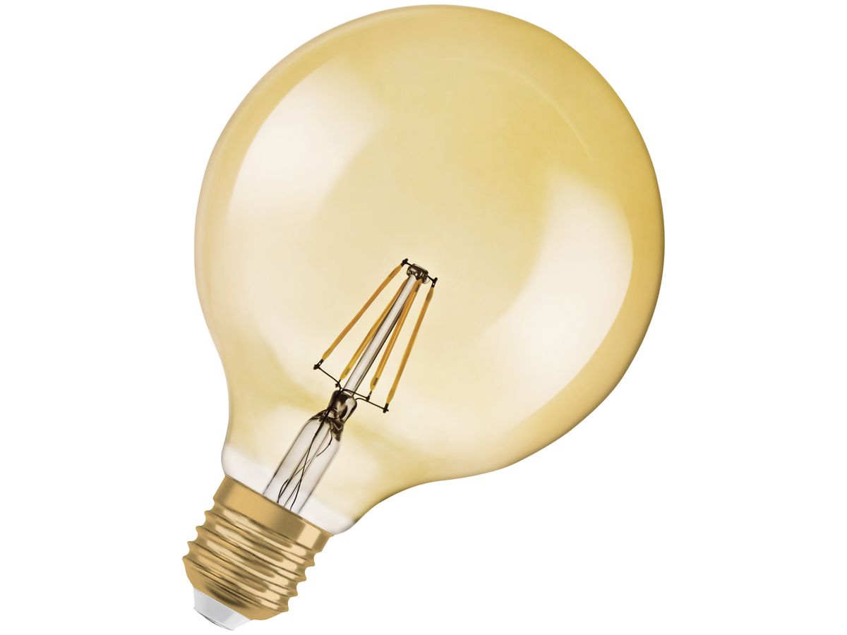 LED-Lampe 1906 GLOBE E27, 2.8W, 240V, 2400K, Ø125×173mm, gold, klar