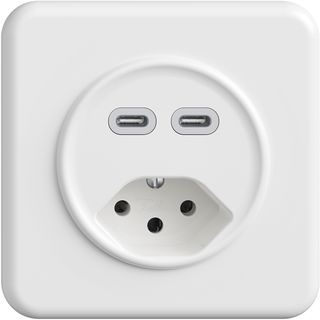 UP-Steckdose USB 2×Typ C + Typ 13 Feller STANDARDdue QMI 230V 3000mA weiss