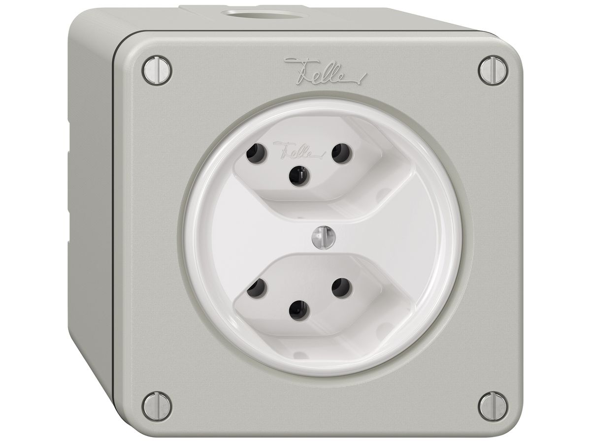 AP-Steckdose NEVO SNAPFIX® 2×T13 10A 250V 87×87×64mm IP21 lgu