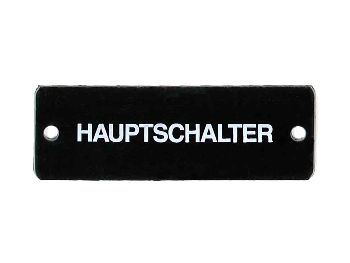 Warnschild Zelluloid 60×20mm schwarz/weiss
