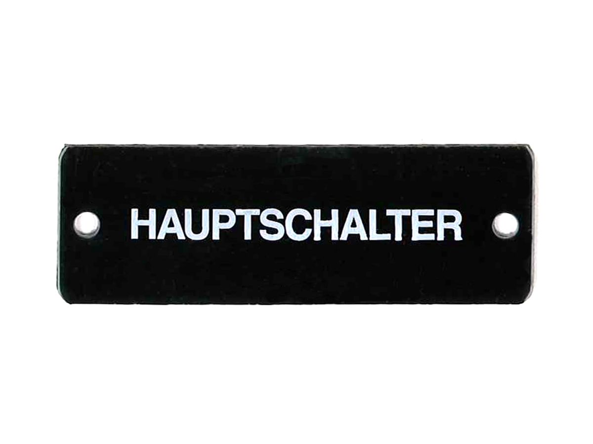 Warnschild Zelluloid 60×20mm schwarz-weiss