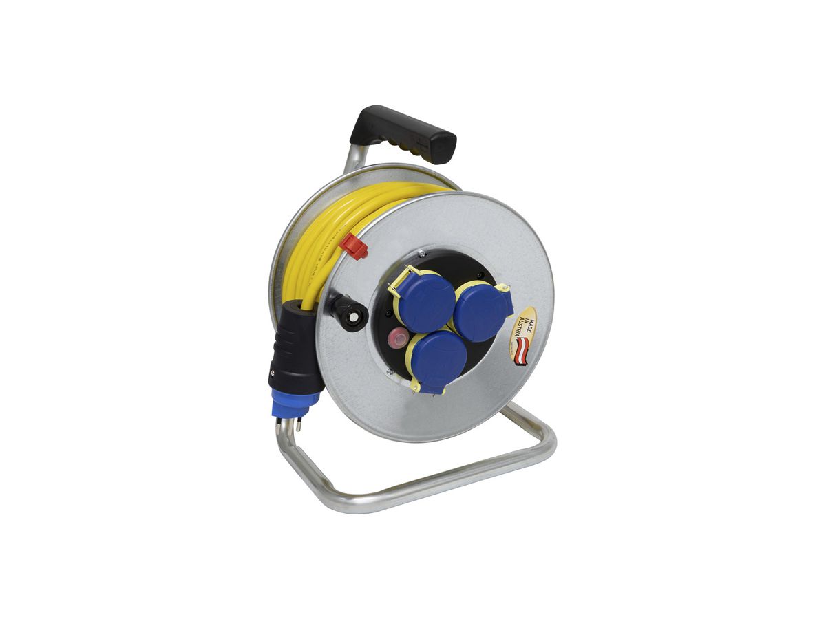 Kabelrolle BAT SK 240 Ø240mm 25m 3×1.5mm² 3×T13 Stahl grau IP44