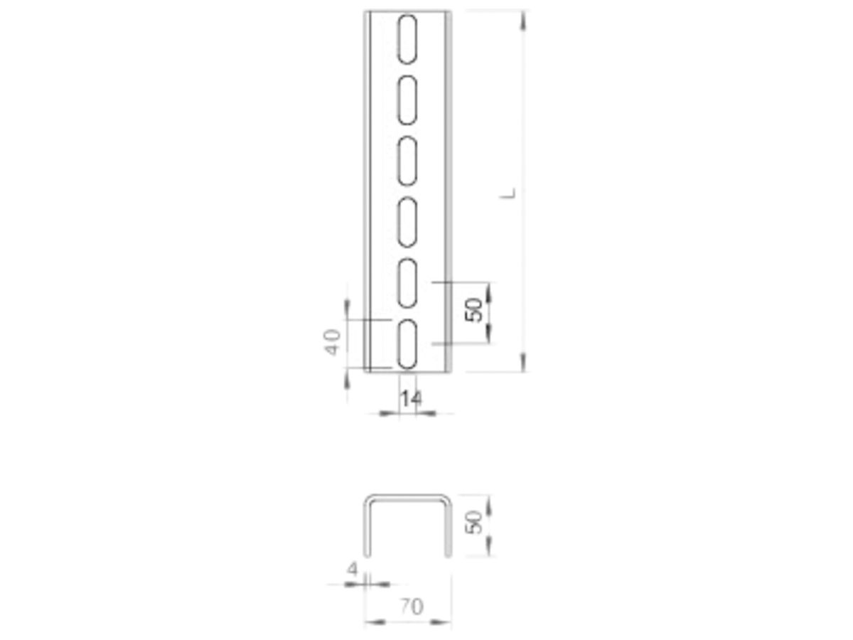 U-Profil Bettermann US7 70×50×1000mm tauchfeuerverzinkt