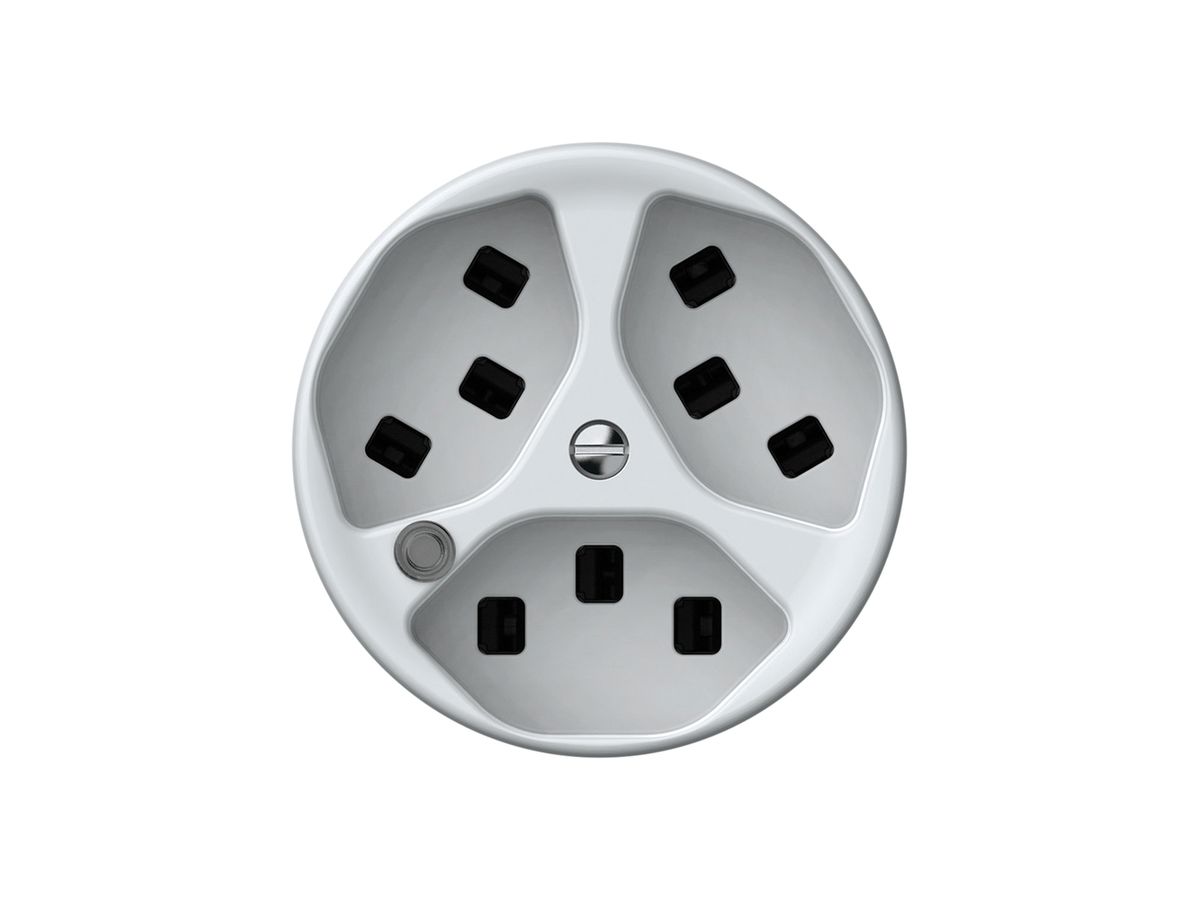 Steckdose origin 3×Typ 23 bel.grün 16A 230V 60×60mm weiss