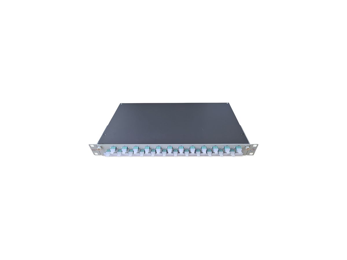 Spleissbox 19" Dätwyler OV-CH 24×LCD/PC OM3 versetzt 1HE Silber