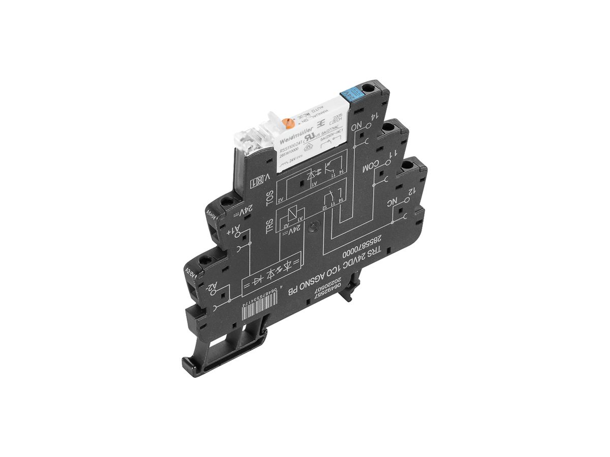 Relais WM TRS 1CO AgSnO2 19.2…28.8VDC 6A/250VAC Prüftaste