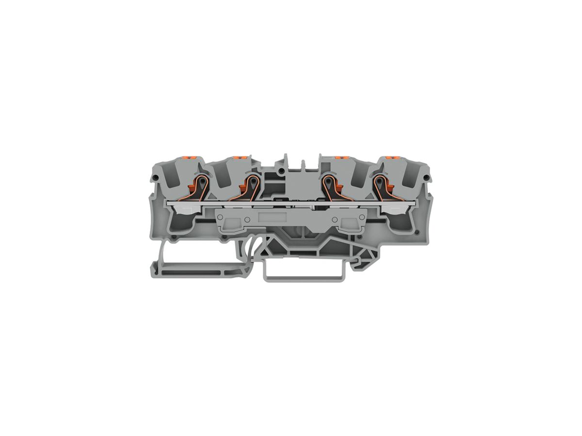 Durchgangs-Reihenklemme WAGO TOPJOB S 6mm² 41A 800V Push-in 4×1 TH35 grau