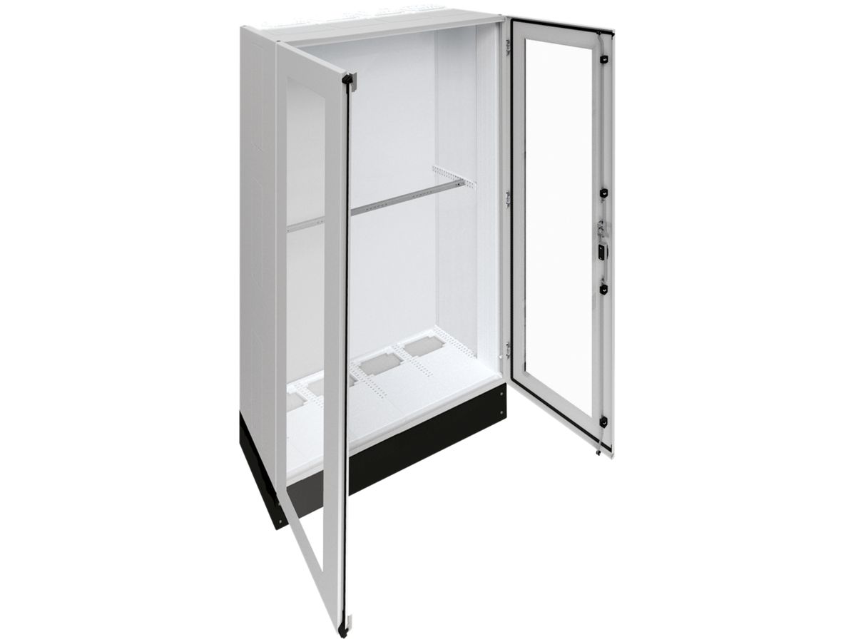 Schrank Hager univers SKII 1850×1050×400mm mit Sockel 200mm+Tür transparent IP55