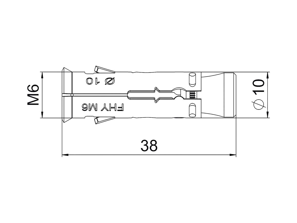 Hohlraumdübel BET FHY M6 37mm St galvanisch/ elektrolytisch verz.
