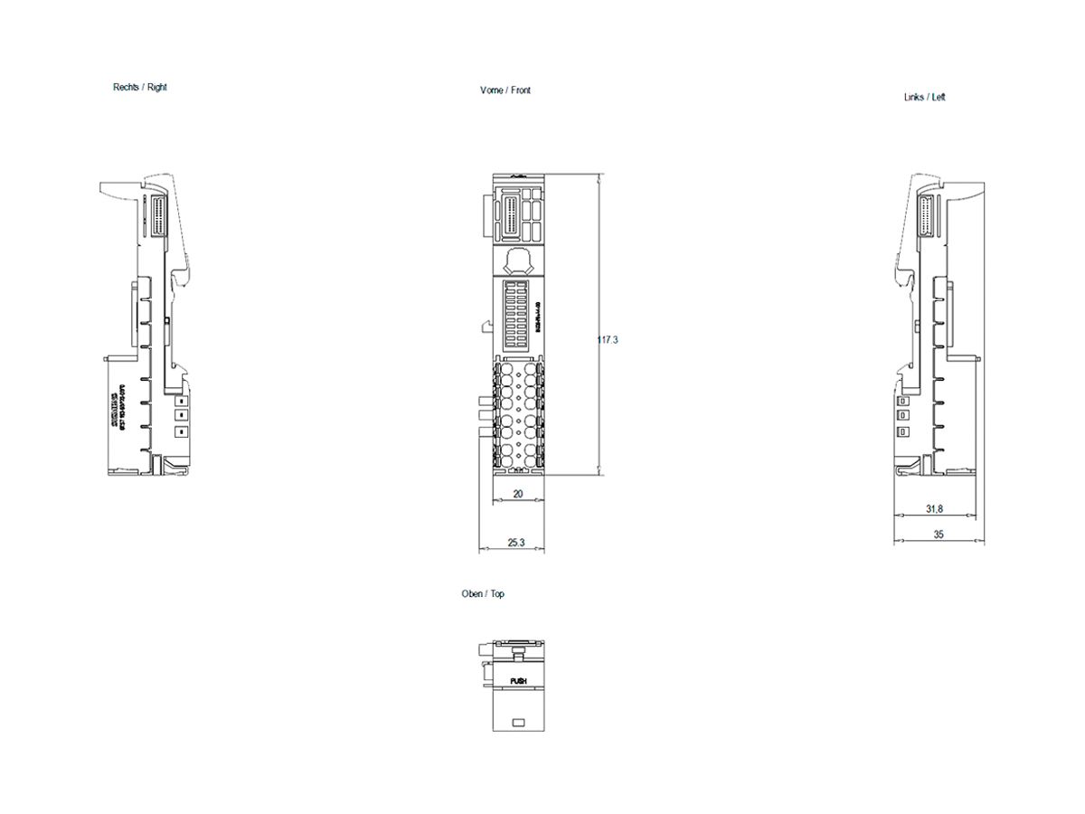 SPS-Basiseinheit Siemens SIMATIC ET200SP F0 BU20-P8+A4+0B, Push-In