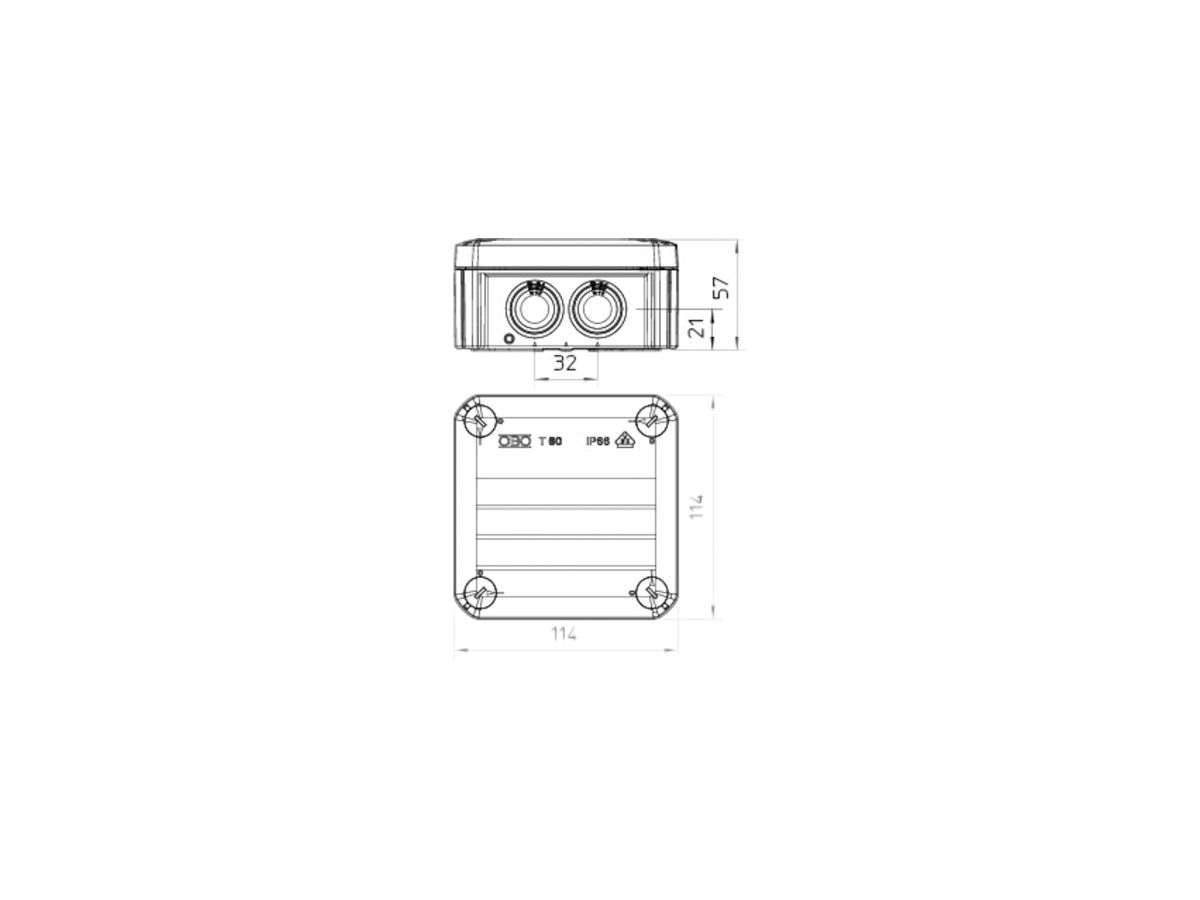 Kabelabzweigkasten T60 Bettermann reinweiss, halogenfrei IP55-IP66