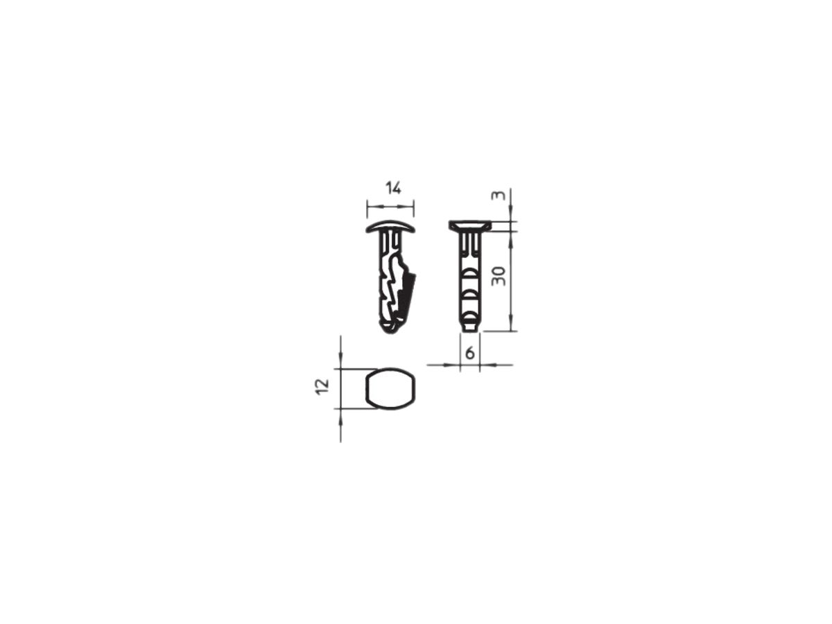 Steckdübel Bettermann mit Kopf 6×30mm grau