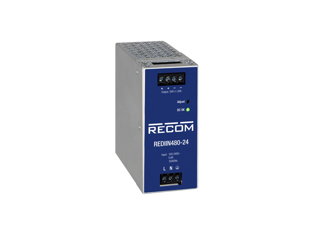 EB-Schaltnetzteil RECOM REDIIN480-24 IN: 90…264VAC OUT: 24VDC/480W 56mm