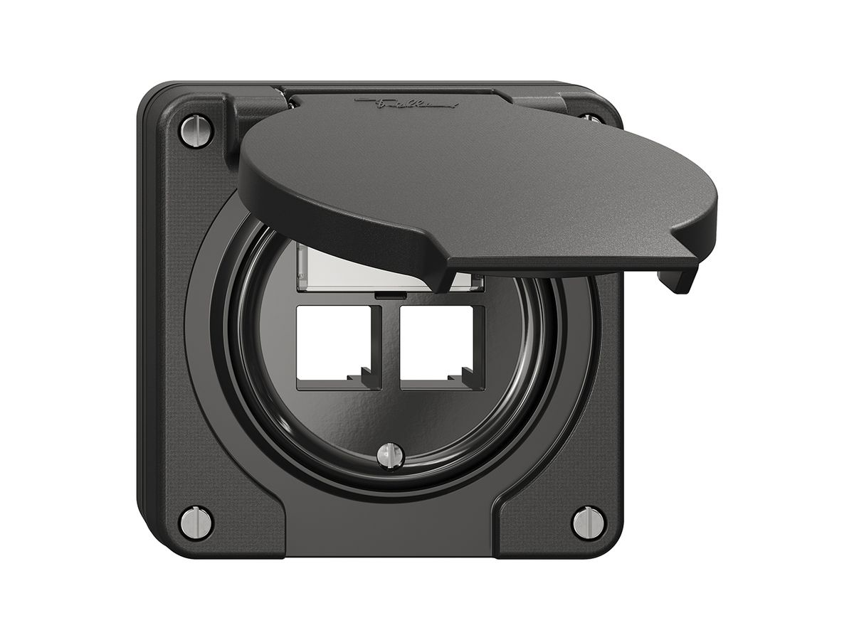 NUP-Montageset Feller S-One EASYNET, für 2×RJ45, Tiefe 28 mm, schwarz