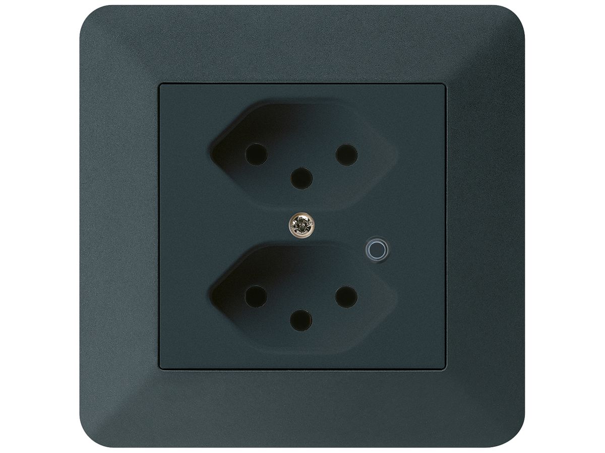 UP-Steckdose Hager kallysto.trend 2×T13 beleuchtet C schwarz