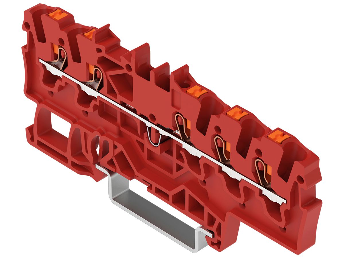 Durchgangs-Reihenklemme WAGO TOPJOB S 1.5mm² 24A Push-in 5×1 TH35 rot