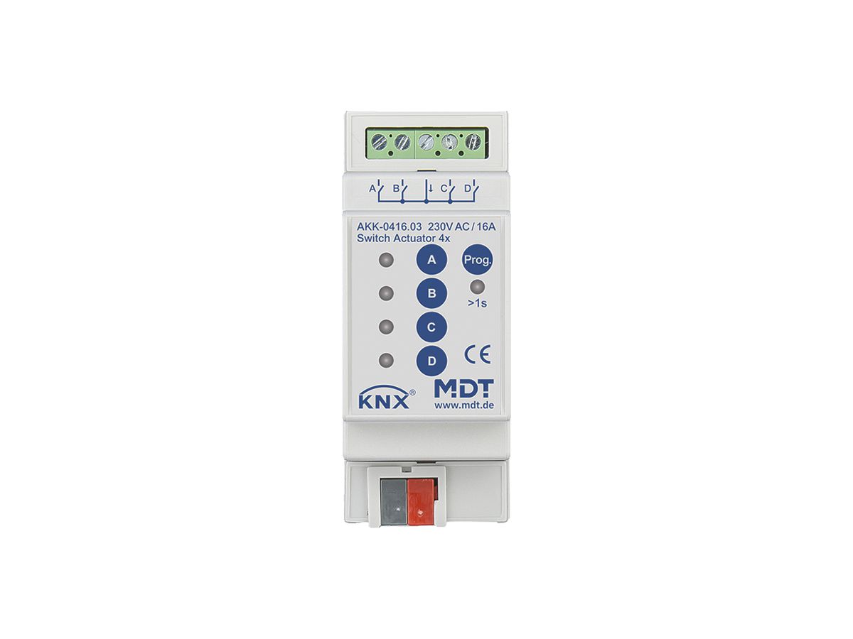 REG-Schaltaktor KNX MDT AKK-0416.03 4-Kan 16A 230VAC 2TE