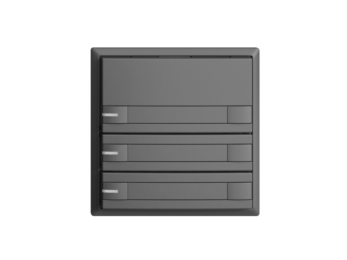UP-Taster KNX 3-fach EDIZIOdue dunkelgrau RGB mit LED mit Papiereinlage