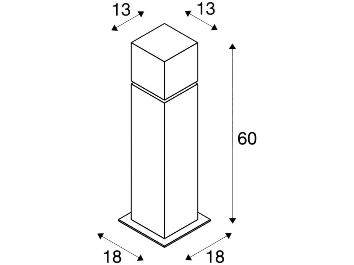 Pollerleuchte SQUARE POLE 60 E27 20W IP44 Edelstahl