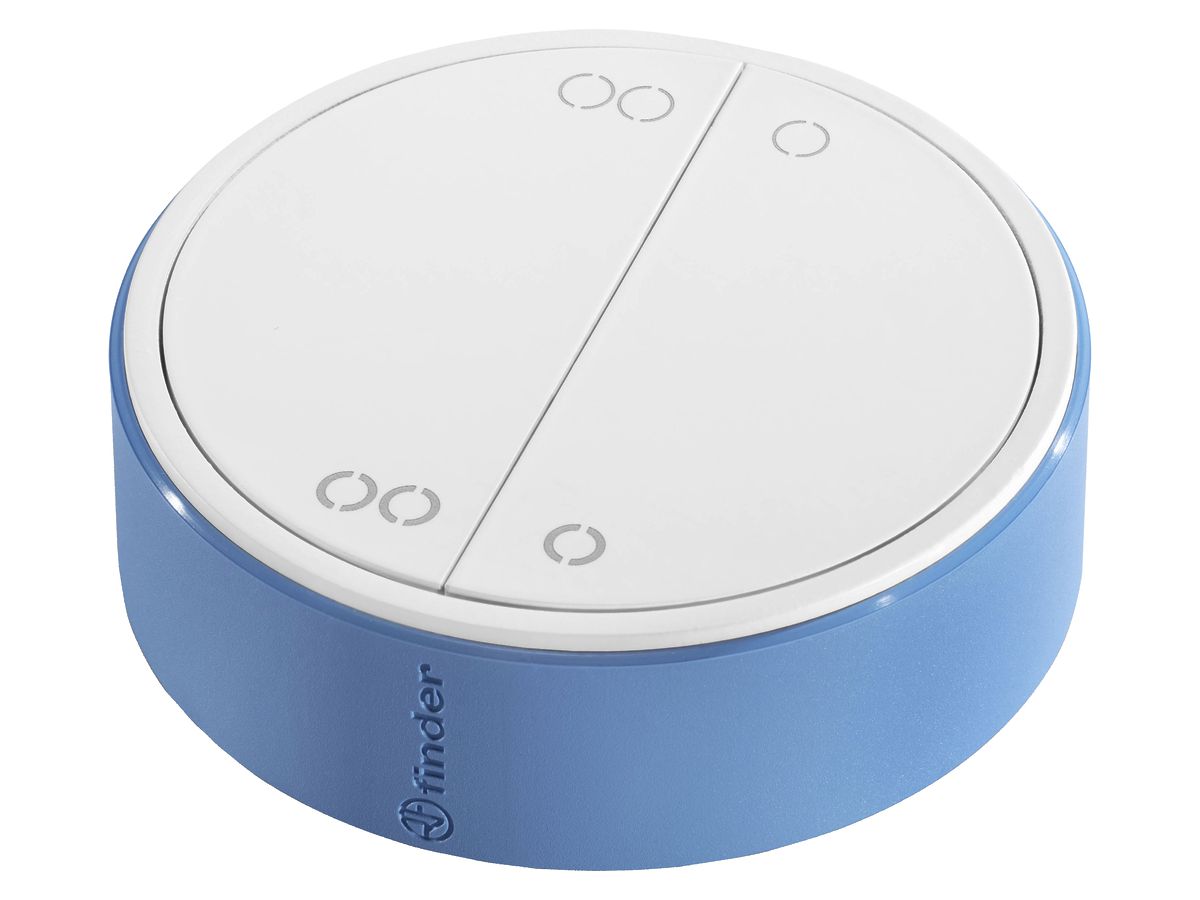 RF-Handsender YESLY, 4-Kanal, Bluetooth, batterielos, rund, weiss/blau
