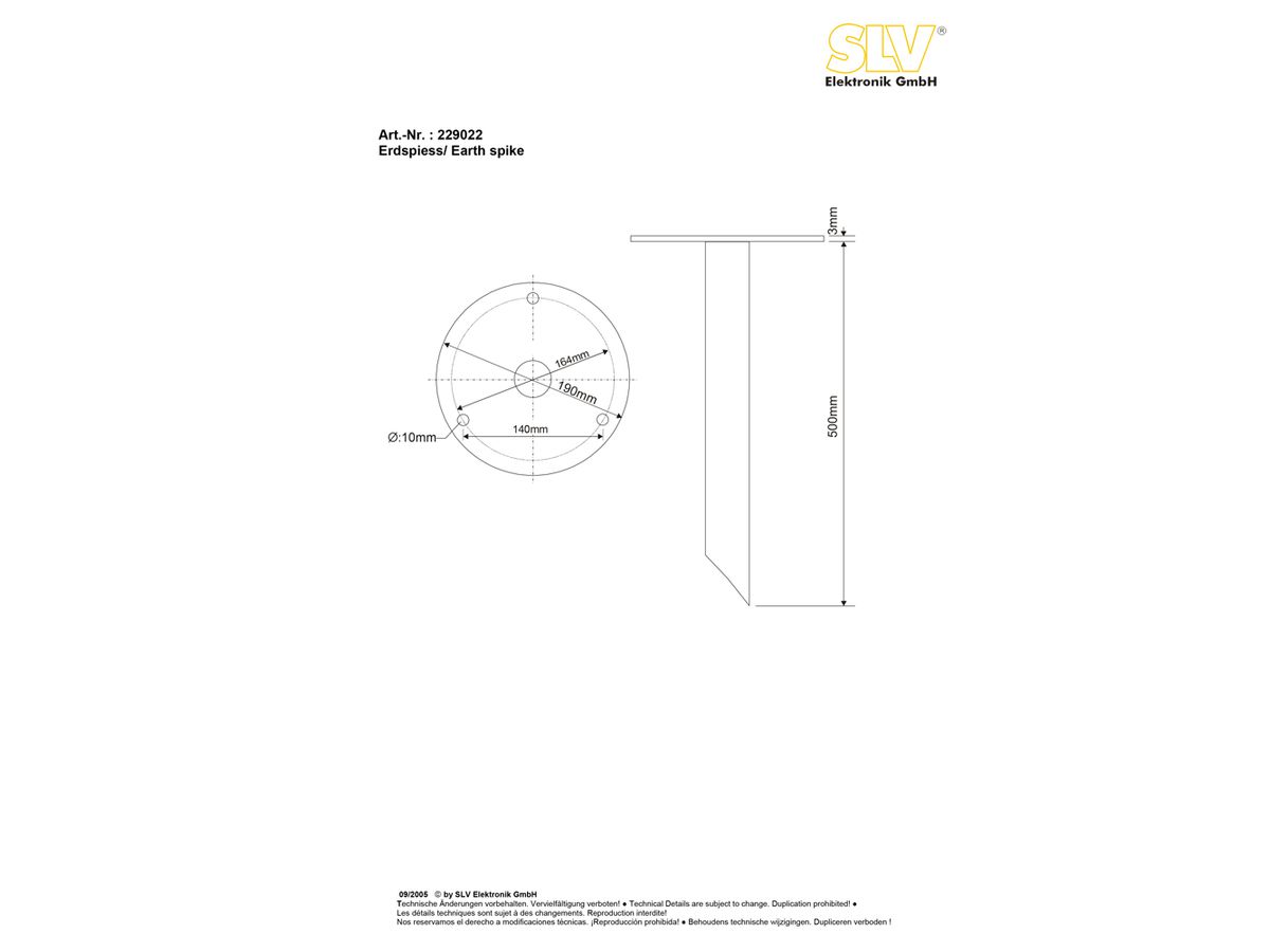 Erdspiess SLV für RUSTY, 500mm Stahl verzinkt
