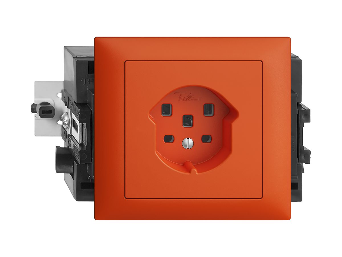 EB-Steckdose EDIZIOdue T25 16A orange 53mm mit Steckklemme