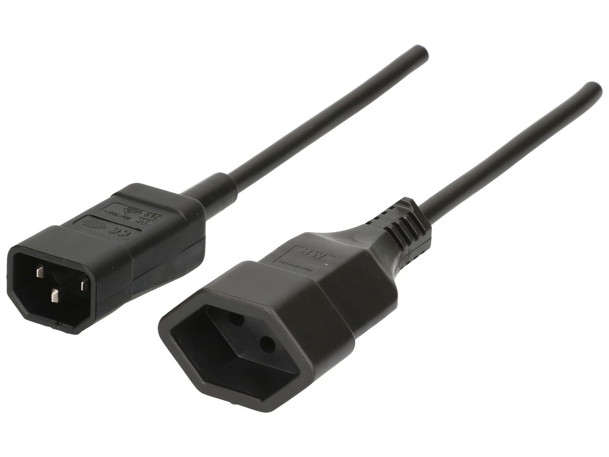 Apparatekabel MAX HAURI Td 3×1mm² 2m schwarz Stecker C14/T13