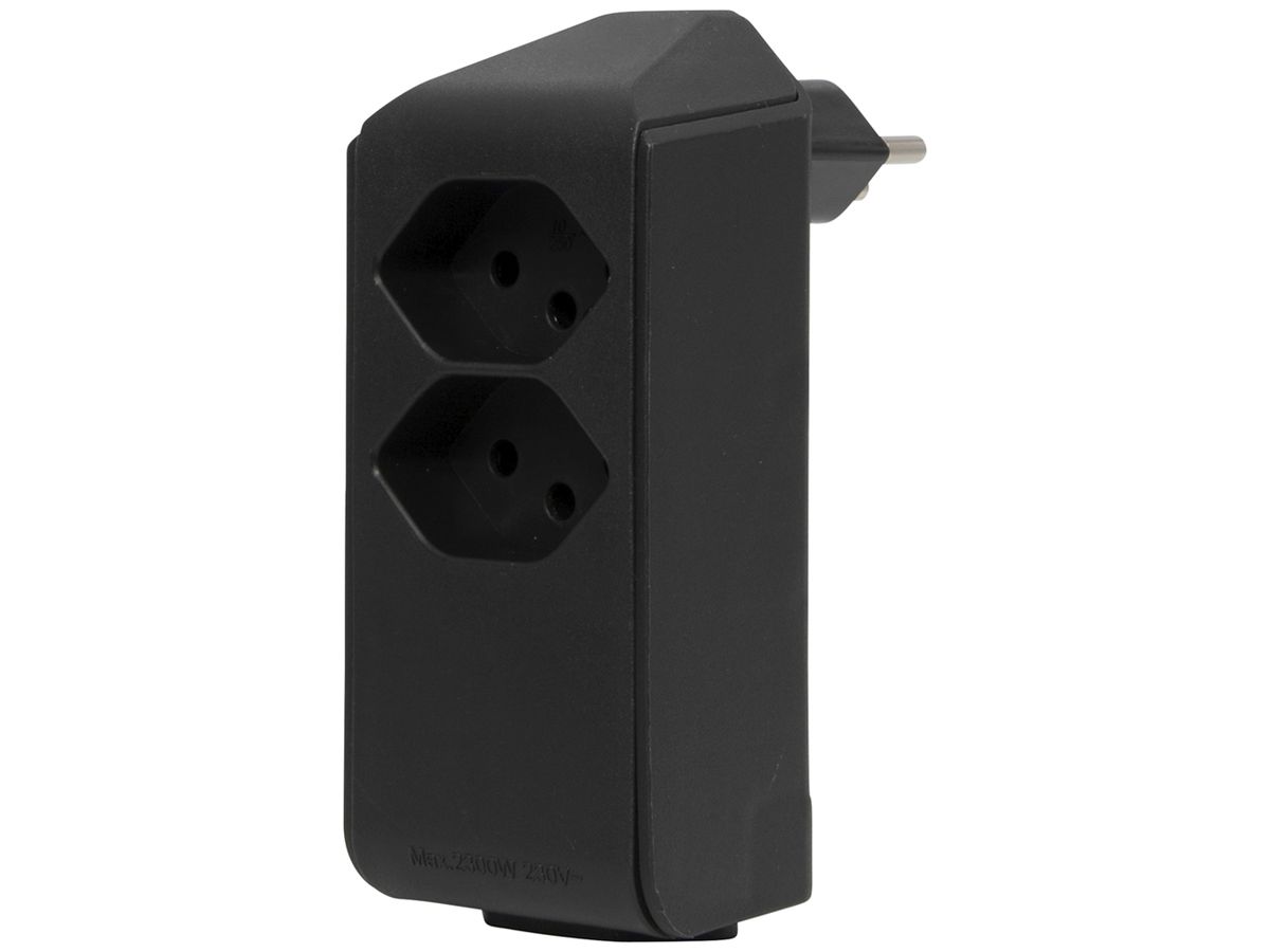 Abzweigstecker cleverLINE 2+1×T13 300° ohne Aufhänger schwarz