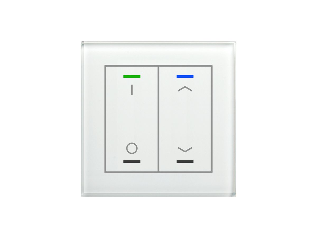 UP-Taster KNX RGBW MDT BE-GTL2TW.D1 2T/4B Temp.Glas weiss "I/O"-"Jalousie"