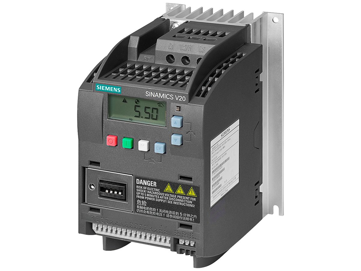 Frequenzumrichter Siemens SINAMICS V20 0.37kW 3AC Klasse A Modbus