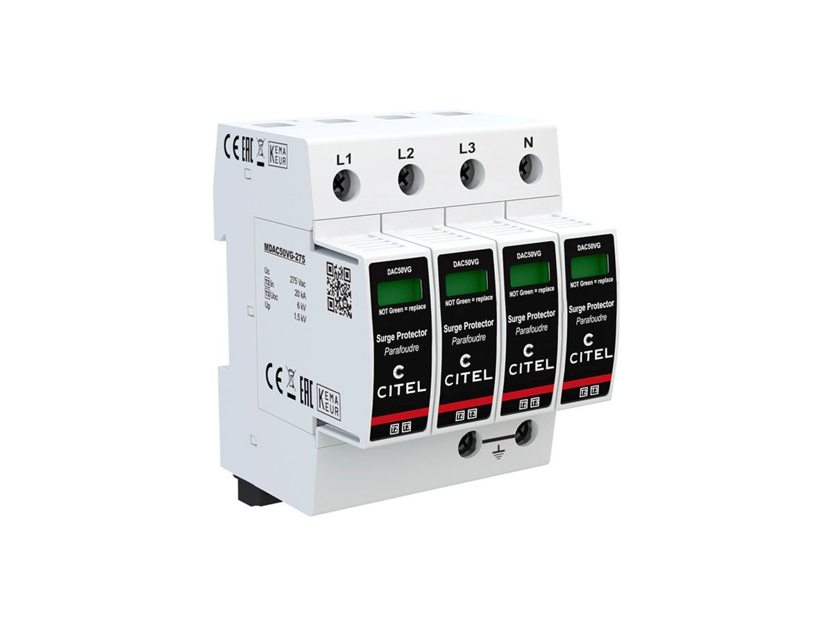 Überspannungsableiter  Citel DAC50VGS-40-275, Typ 2+3, 4-polig