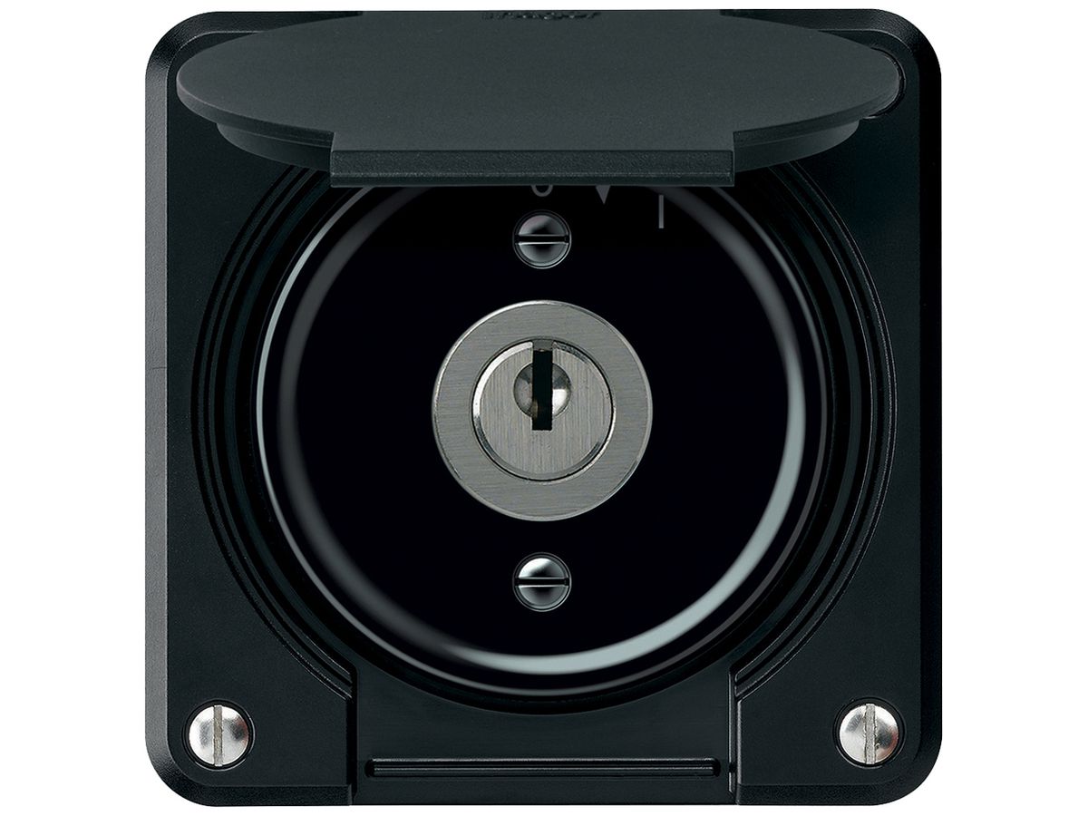 Schlüsselschwenktaster robusto 1P 1NO 20A 250V 86×86mm schwarz