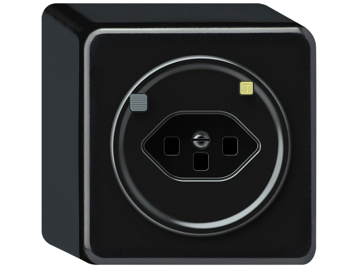 AP-Steckdose FI origin 1×Typ 23 30mA 16A 230V 88×88×54mm schwarz