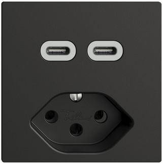 Steckdose USB 2×Typ C + Typ 13 Feller EDIZIOdue F 230V 3000mA schwarz