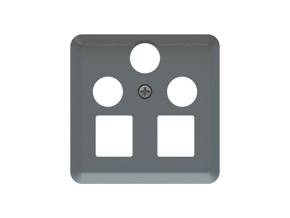 Frontplatte priamos R/TV/SAT/Netzwerk+2×EasyKlick 60×60mm anthrazit