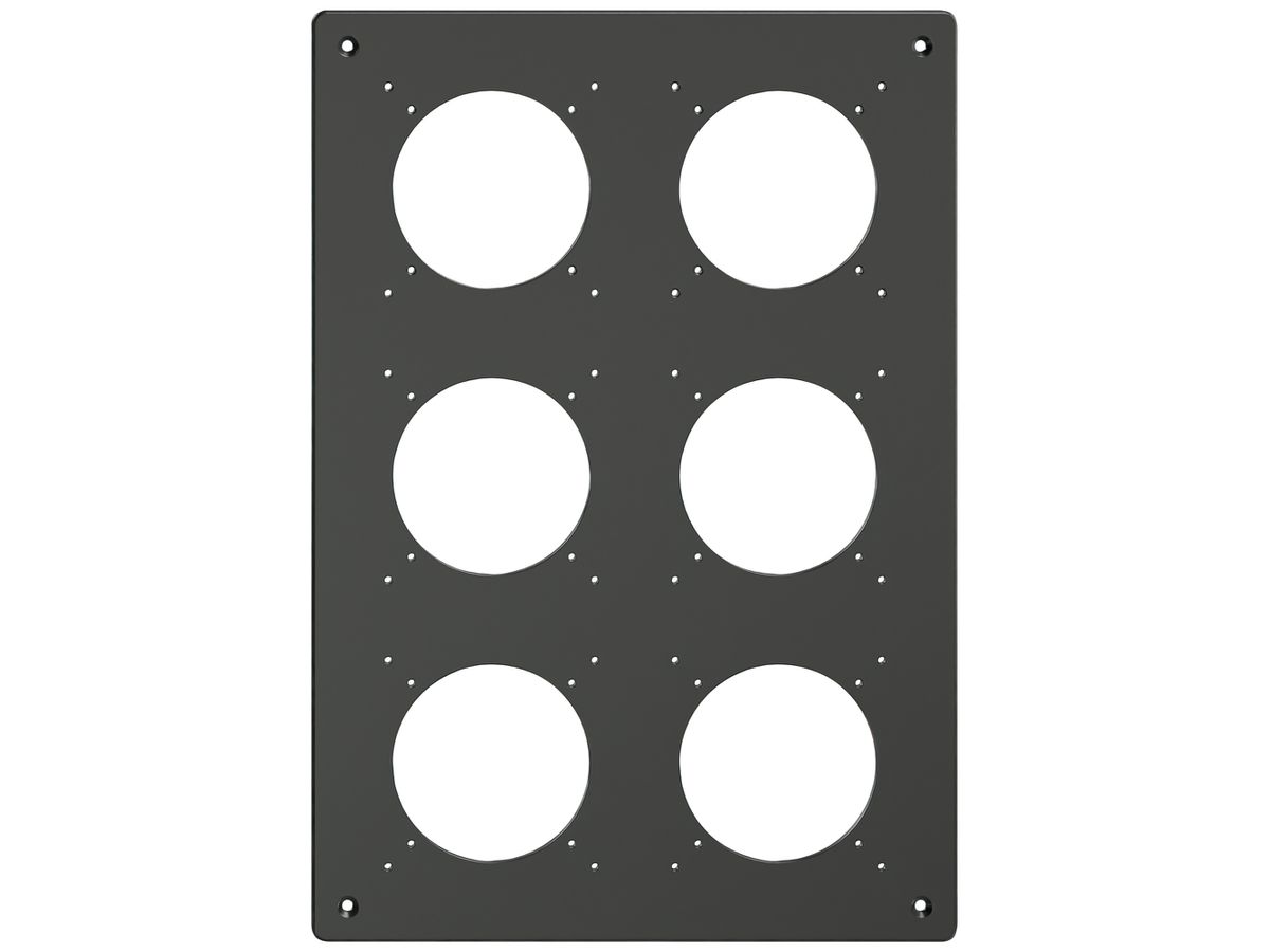 Montageplatte Feller NEVO SNAPFIX® 3×2 Ø69mm 225×325mm schwarz